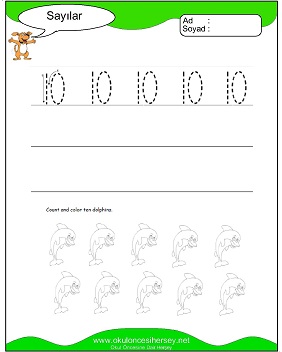 okul öncesi 1 sayısı çizgi çalışması